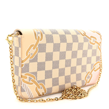 Louis Vuitton Damier Azur Nautical Pochette Felicie Chain Wallet 4 of 10