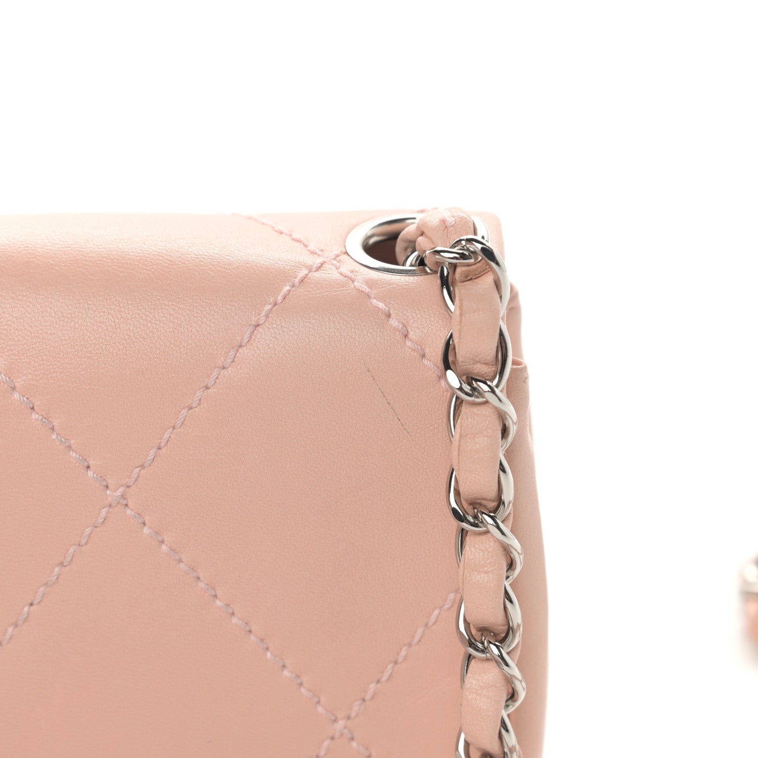 Chanel Lambskin Diamond Stitched CC Flap Pink 13 of 15