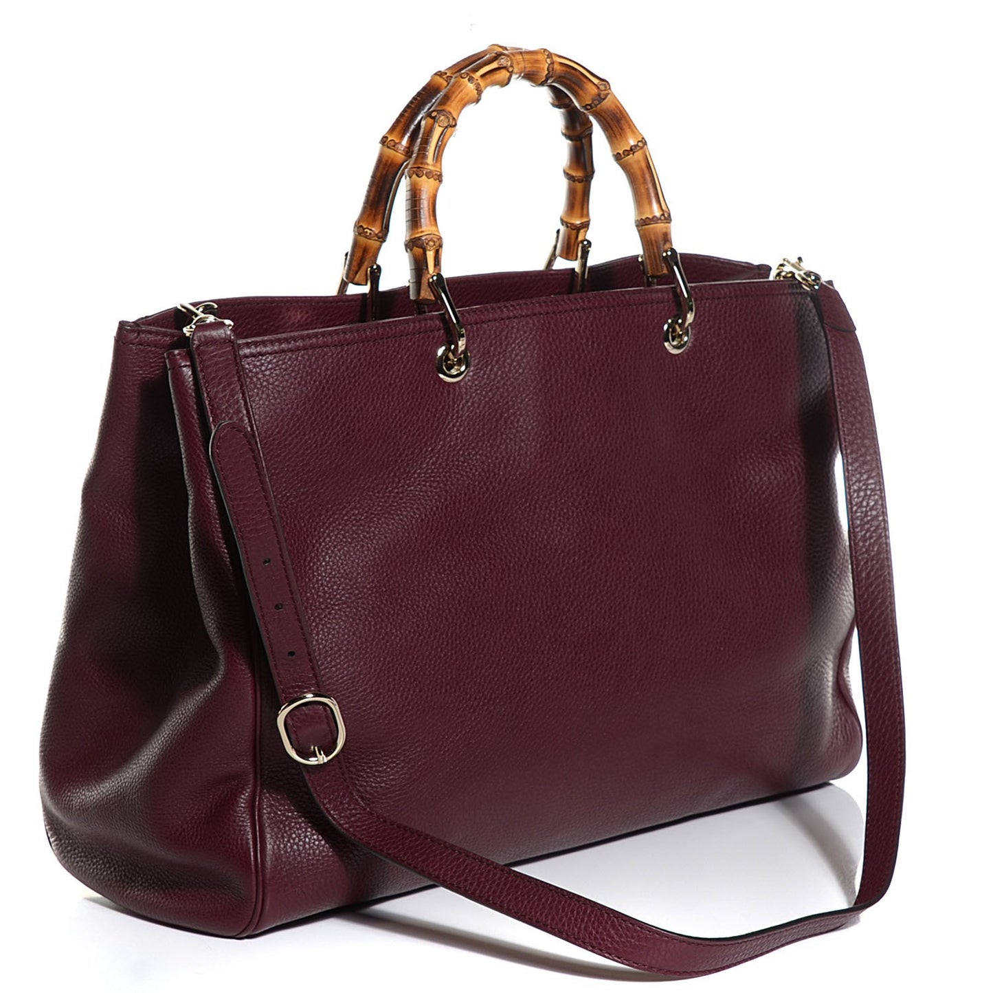 Calfskin Large Bamboo Shopper Tote Burgundy