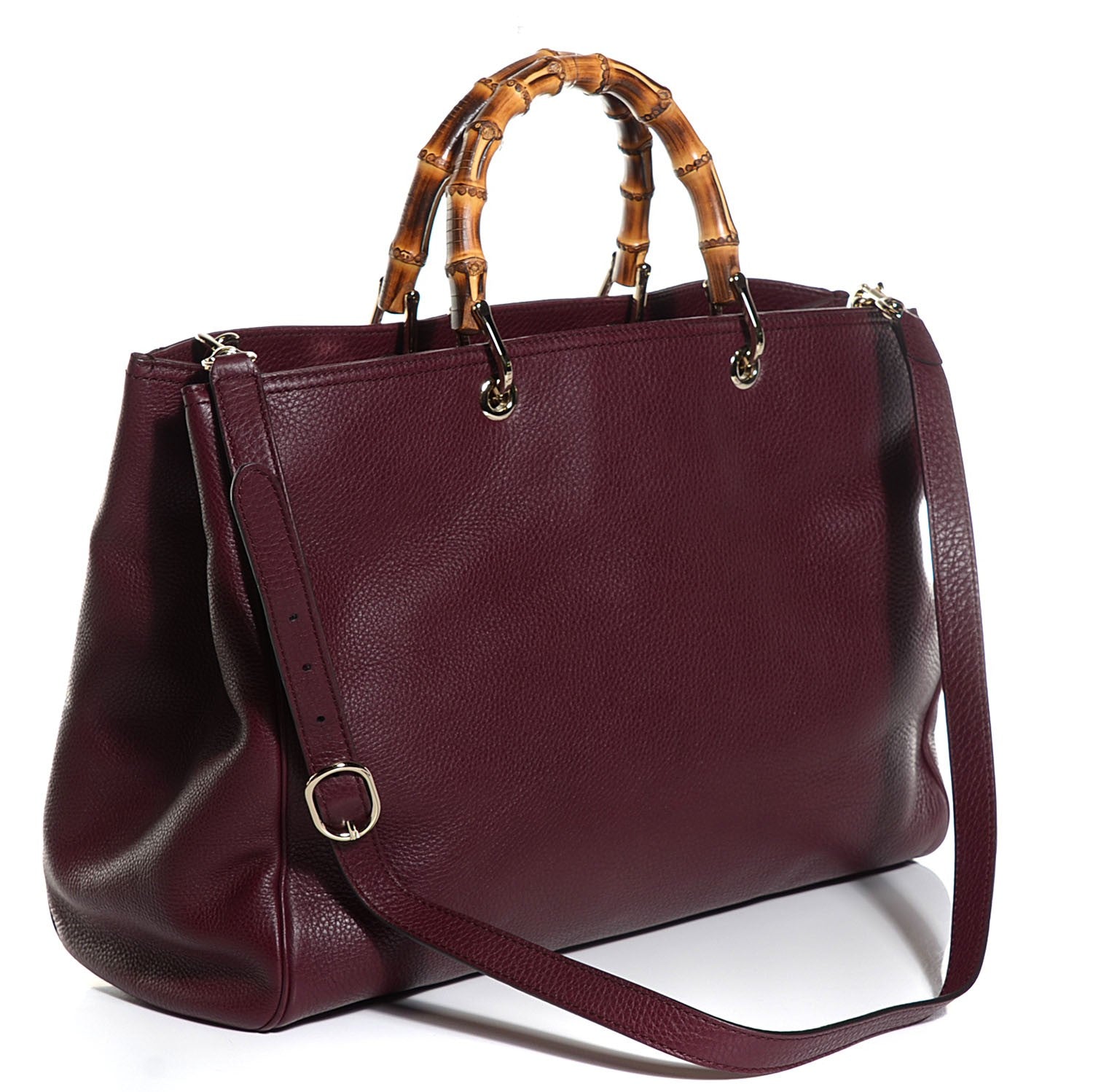 Gucci Calfskin Large Bamboo Shopper Tote Burgundy 3 of 9