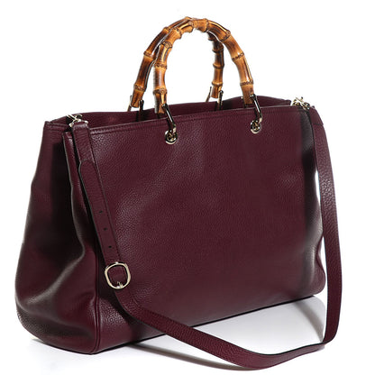 Gucci Calfskin Large Bamboo Shopper Tote Burgundy 3 of 9