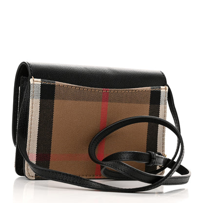 Burberry Grained Calfskin House Check Tartan Mix Hampshire Wallet On Chain Black 3 of 11
