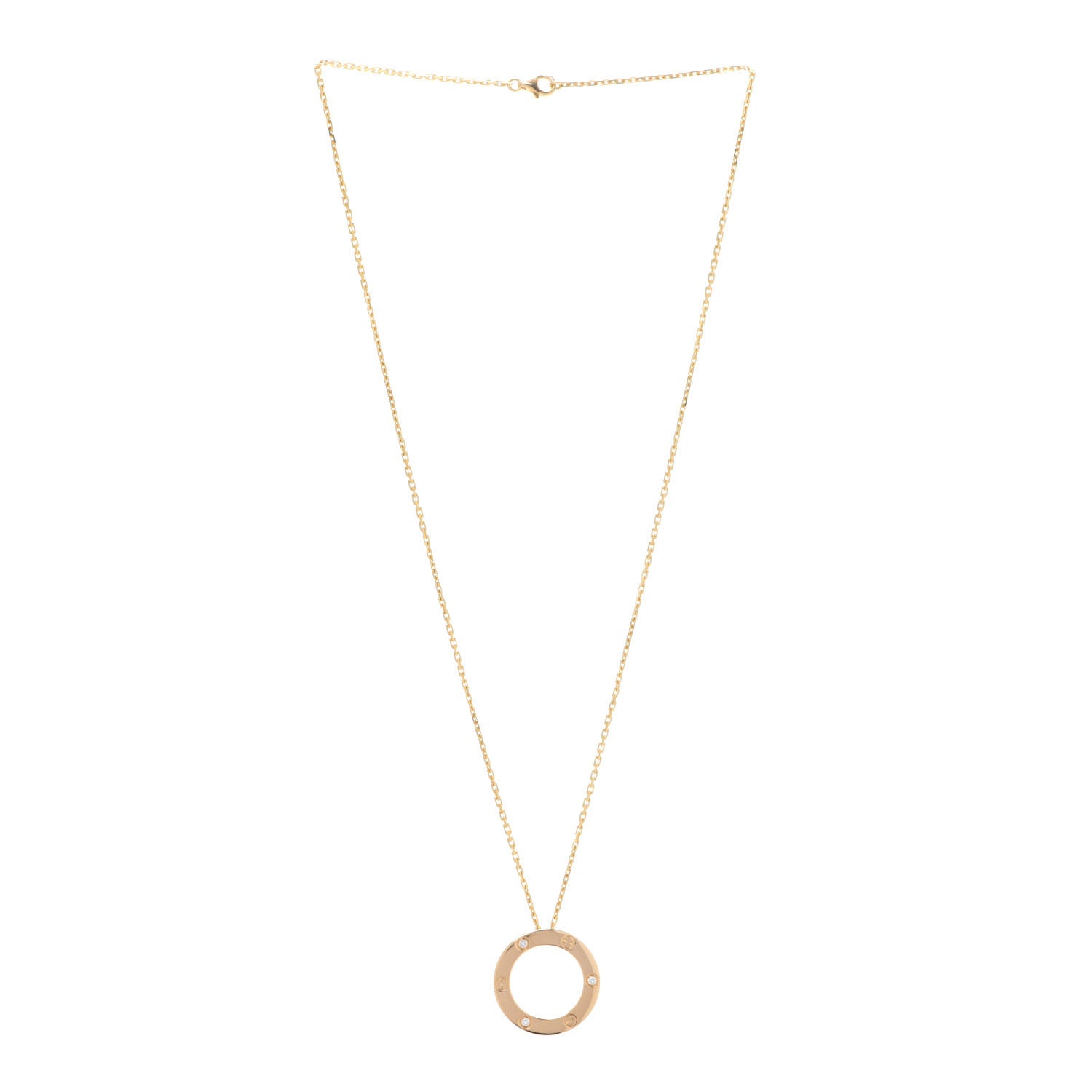 Cartier 18K Yellow Gold 3 Diamonds LOVE Pendant Necklace 3 of 6