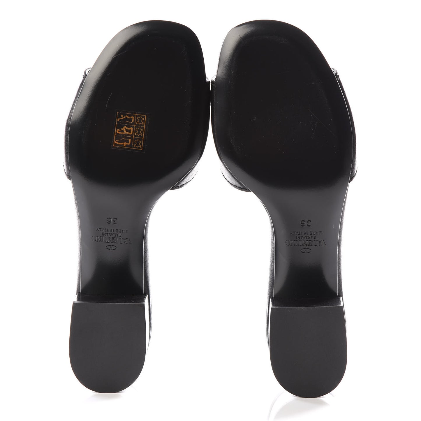 Grainy Cowhide VLogo 45mm Slide Sandals 36 Black