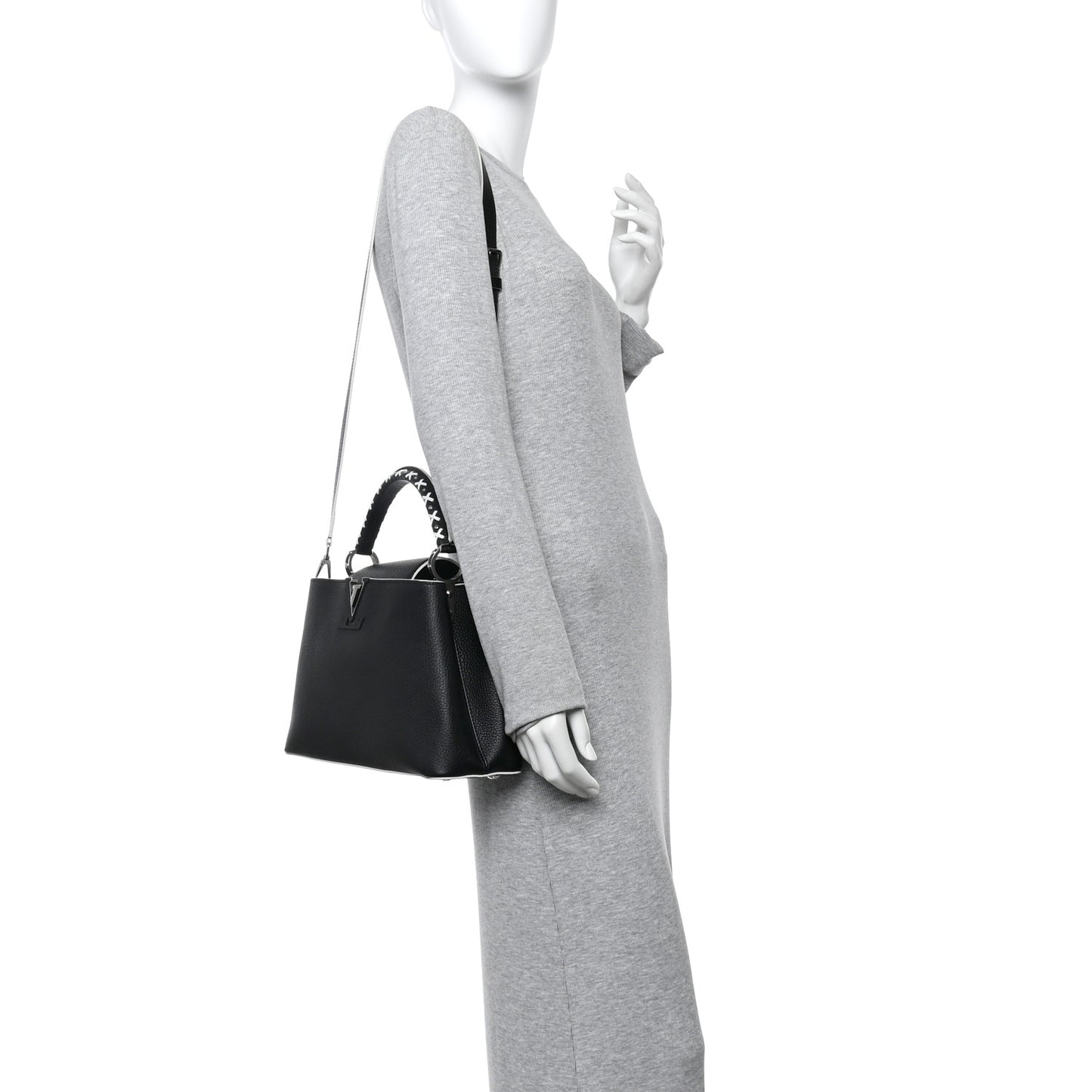 Taurillon Stitched Xoxo Capucines PM Black