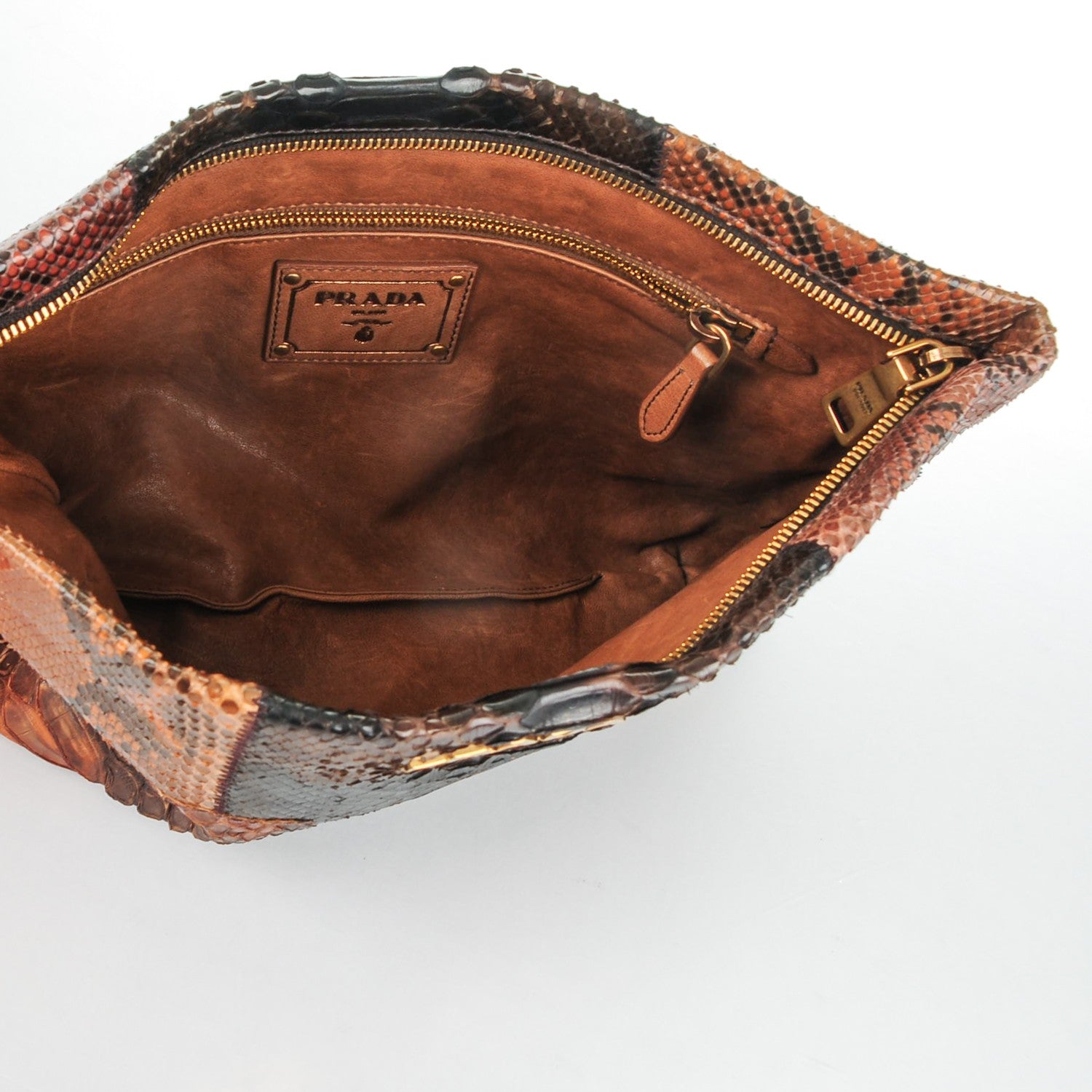 Prada Python Patch Pochette Clutch Bruciato 5 of 8