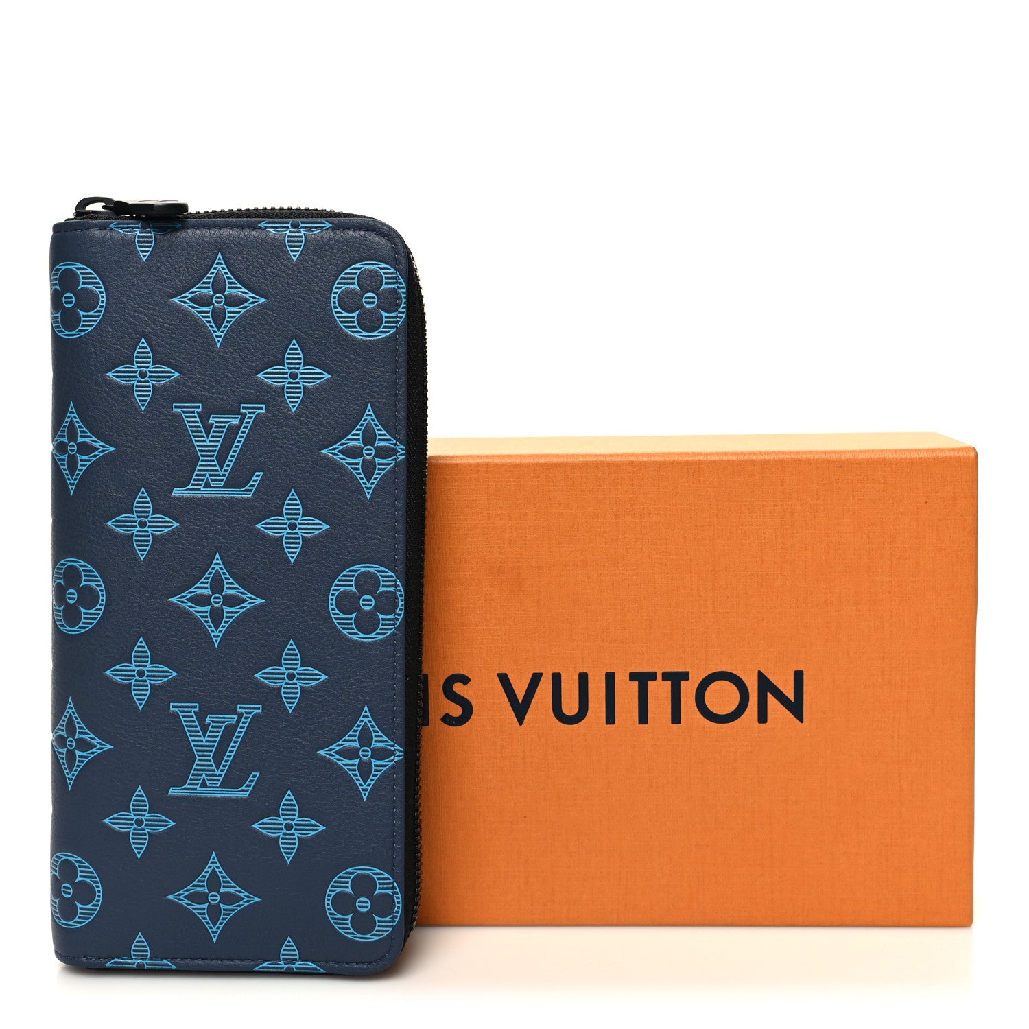 Louis Vuitton Calfskin Monogram Shadow Vertical Zippy Wallet Blue 10 of 10
