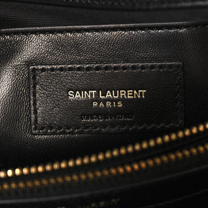 Saint Laurent Goatskin Mixed Matelasse Triquilt Large Monogram Satchel Black 6 of 12