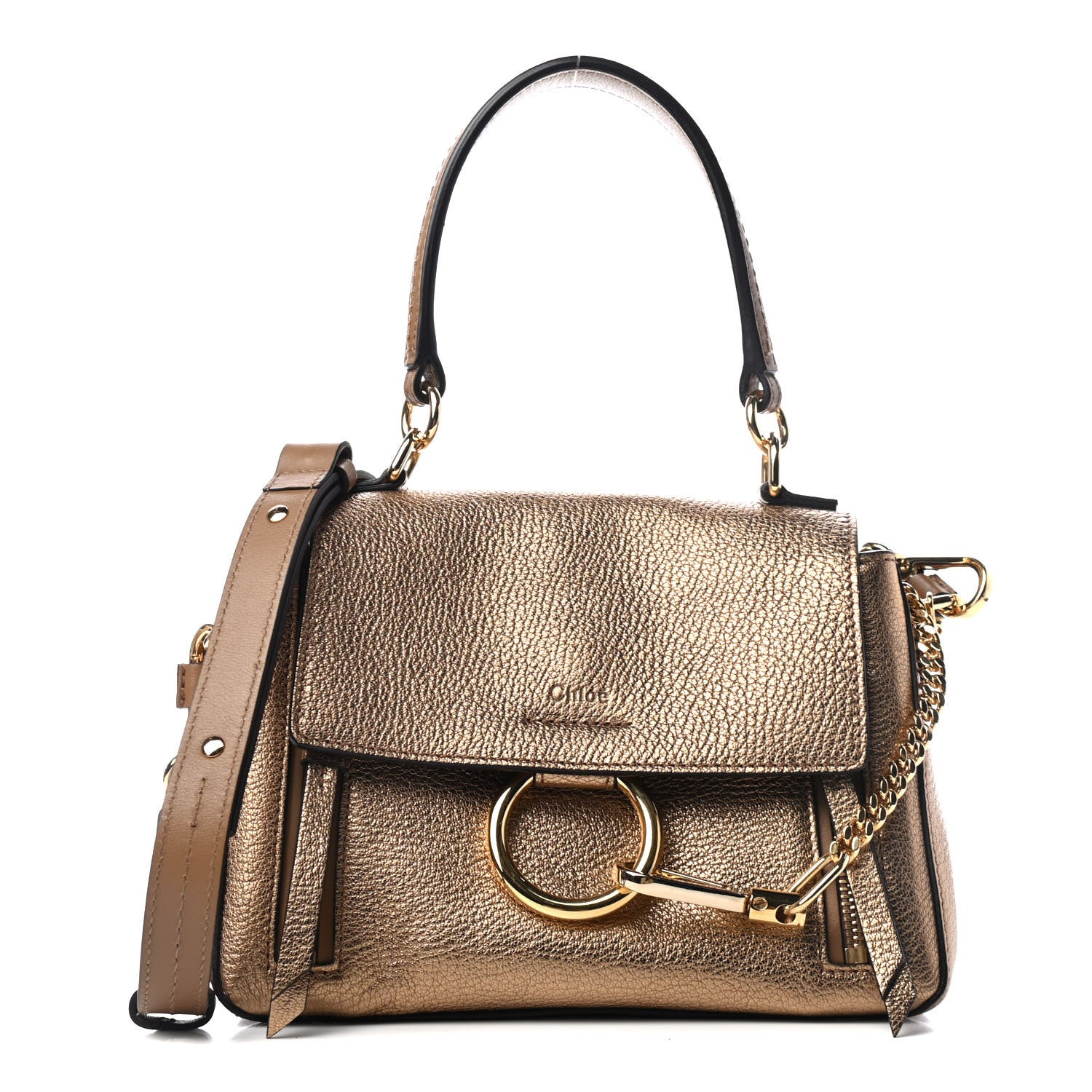 Chloe Metallic Calfskin Mini Faye Day Shoulder Bag Gold 1 of 8