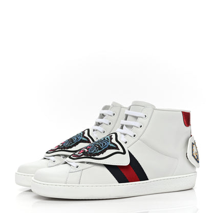 Gucci Calfskin Ayers Embroidered Web Mens Ace Removable Patches High Top Sneakers 9 White 3 of 10