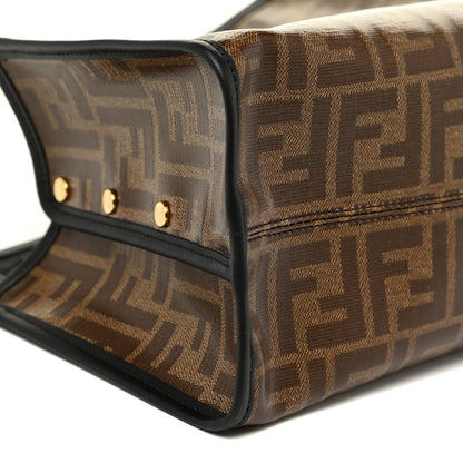 Fendi Glazed Fabric Vitello Century FF 1974 Stamp Patch Mini Peekaboo Defender Cover Mogano Panna Black 8 of 10