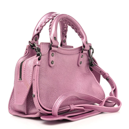 Balenciaga Metallic Grained Calfskin Neo Classic Silver Hardware Mini City Pink 3 of 10