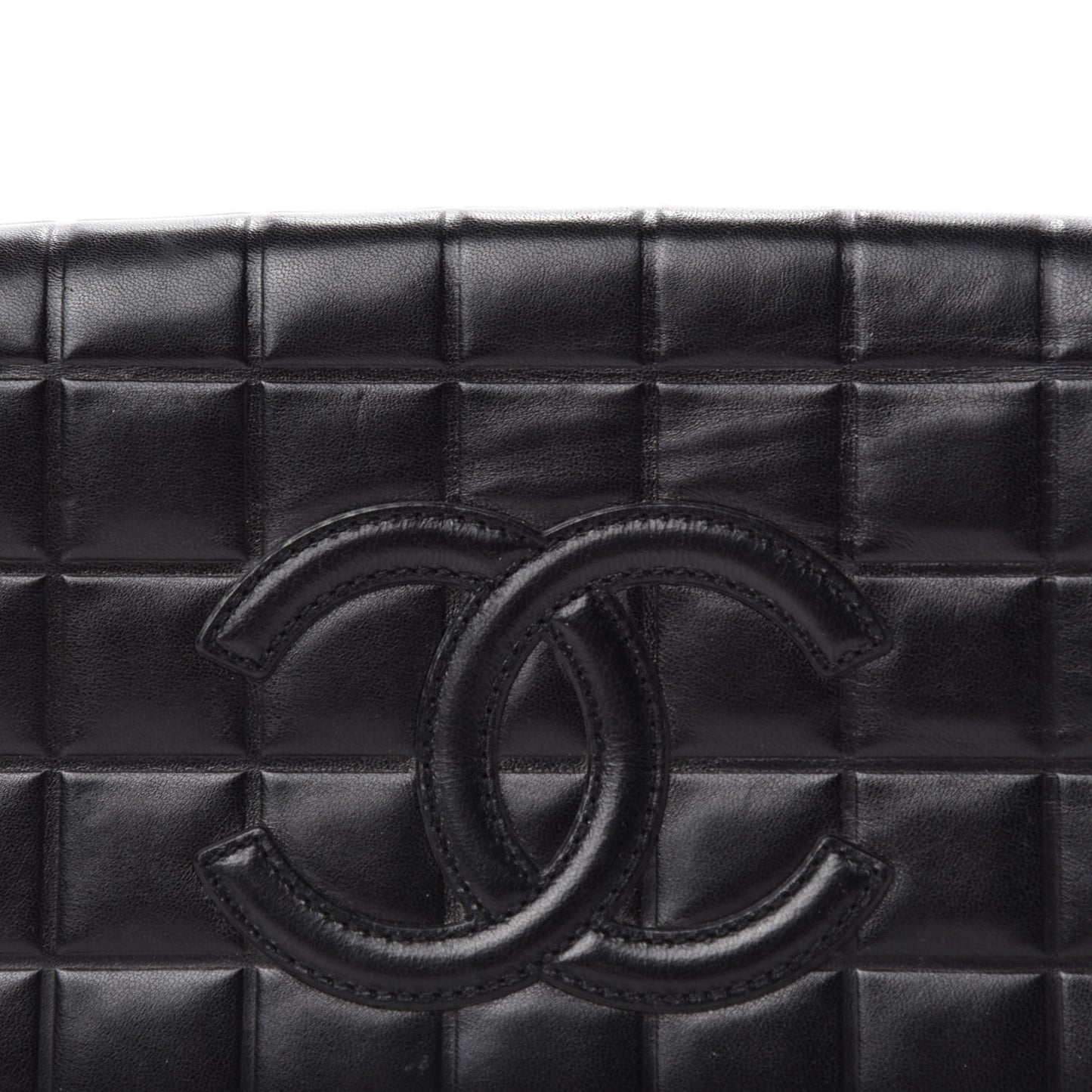 Lambskin Quilted CC Chocolate Bar Flap Black