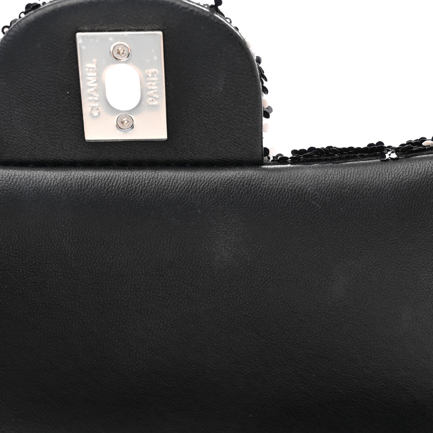 Chanel Sequin Embroidered Medium Flap Black White 12 of 12