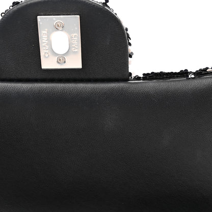 Chanel Sequin Embroidered Medium Flap Black White 12 of 12