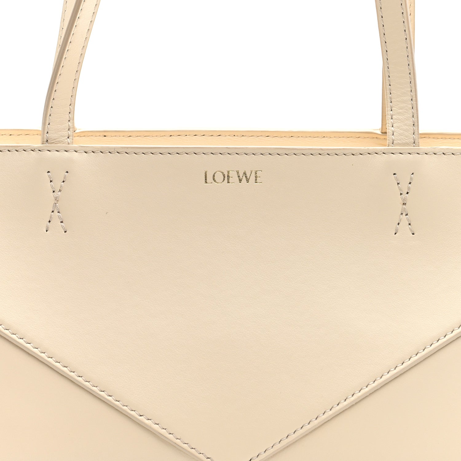 Loewe Shiny Calfskin Mini Cropped Puzzle Fold Tote White 8 of 10
