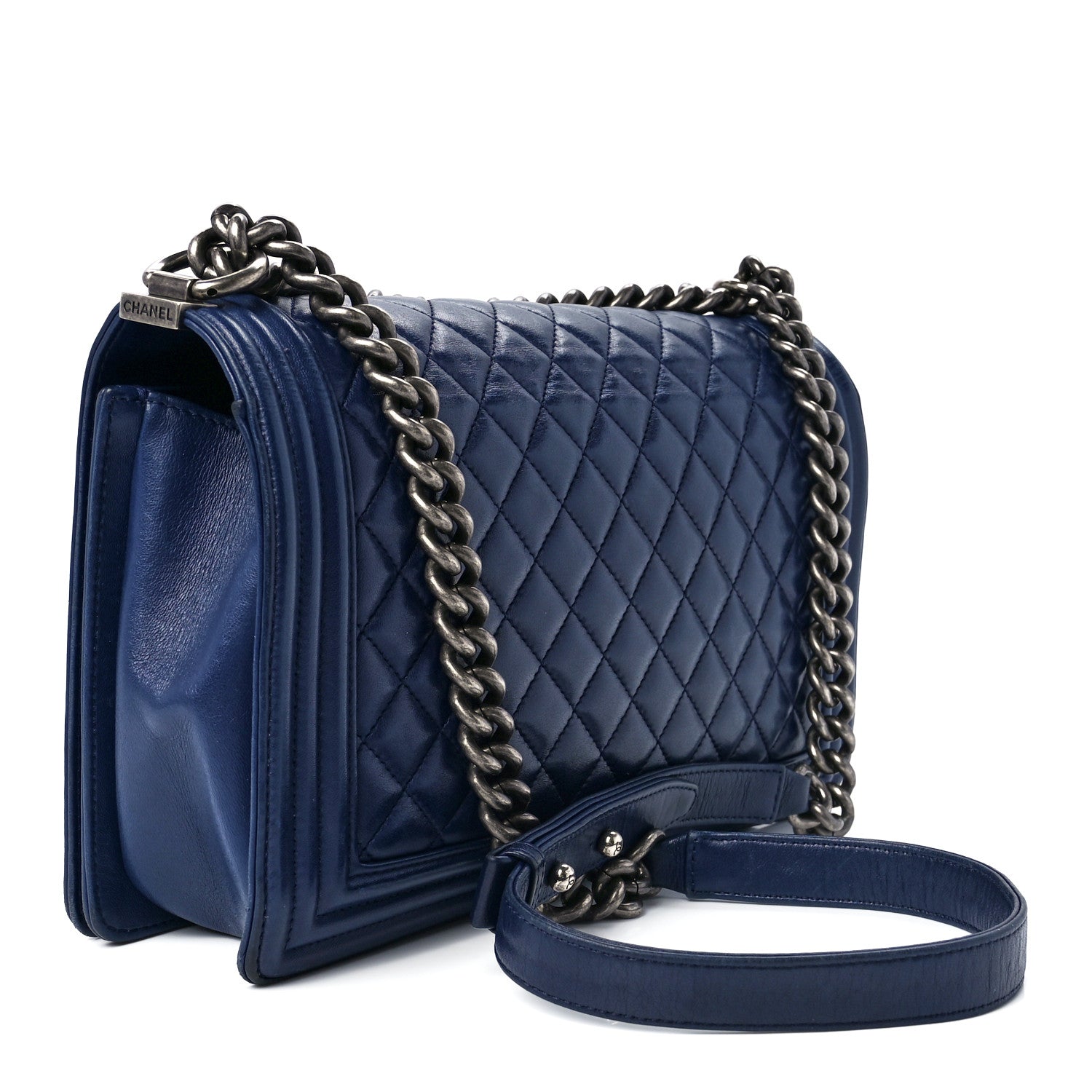Chanel Calfskin Quilted New Medium Boy Flap Navy Blue 3 of 11