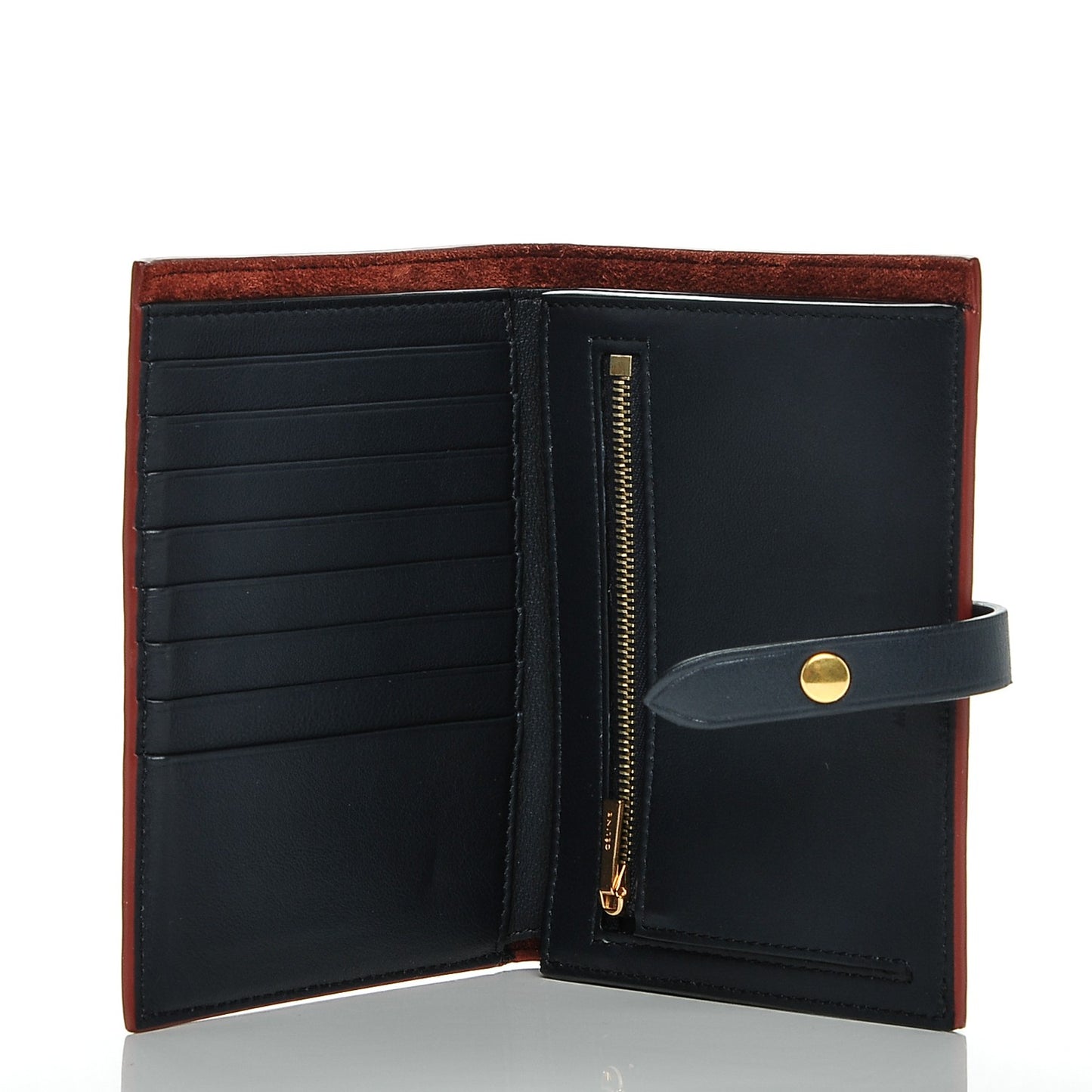Grained Calfskin Medium Multifunction Strap Wallet Coquelicot