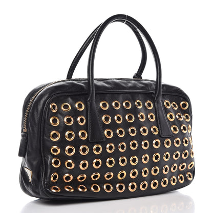 Prada Nappa Metal Grommet Bauletto Black 2 of 9