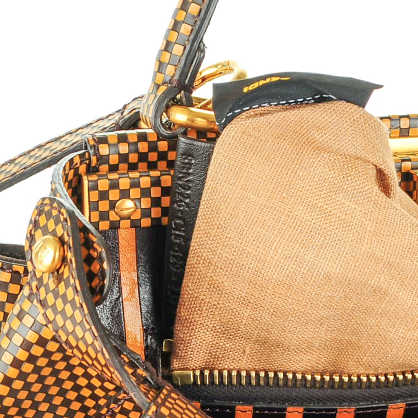 Pequin Checkered Medium Peekaboo Iconic Satchel Dark Brown