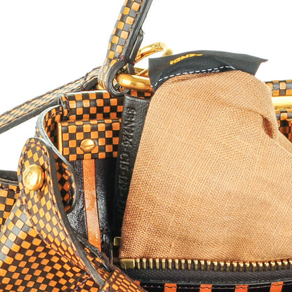 Fendi Pequin Checkered Medium Peekaboo Iconic Satchel Dark Brown 8 of 8