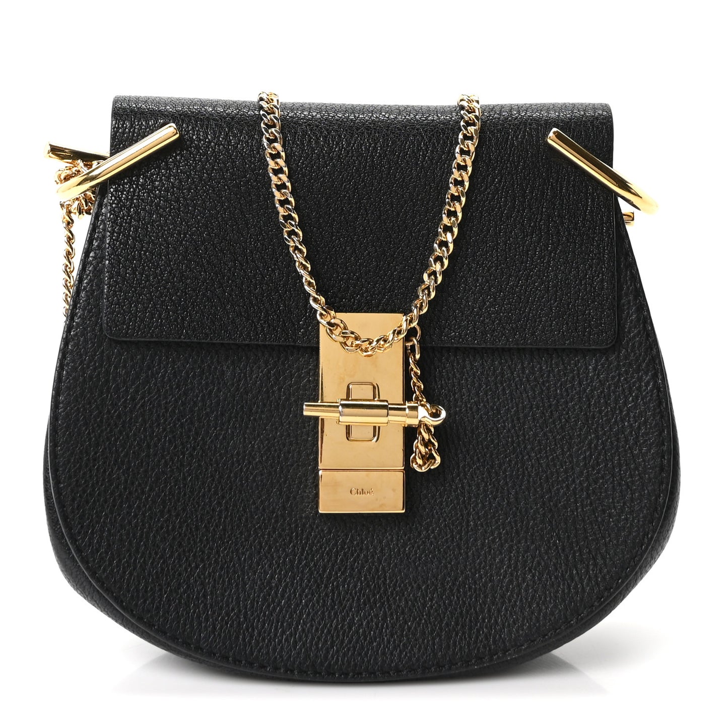 Grained Lambskin Drew Shoulder Bag Black