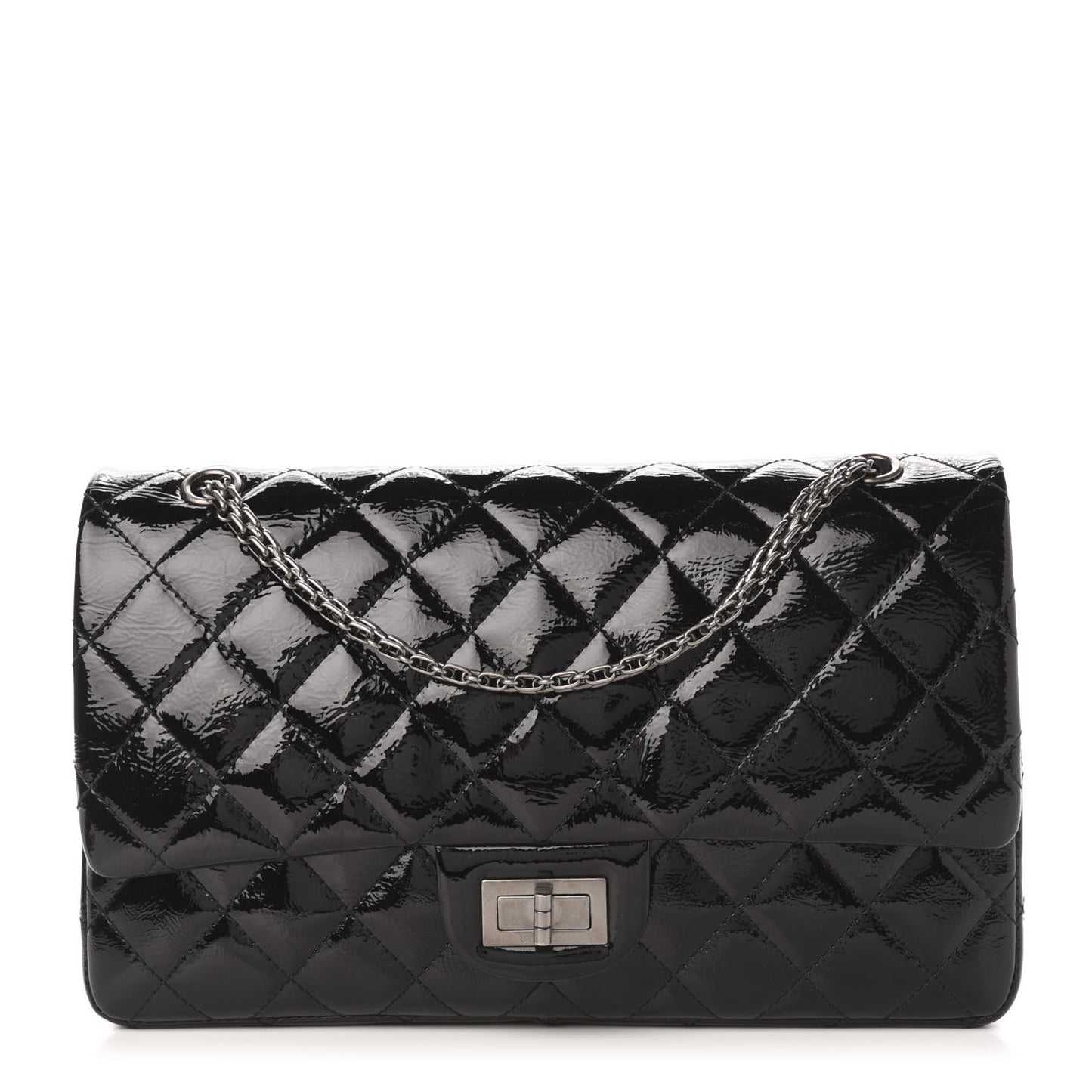 Distressed Patent Quilted 2.55 Reissue 227 Flap Black