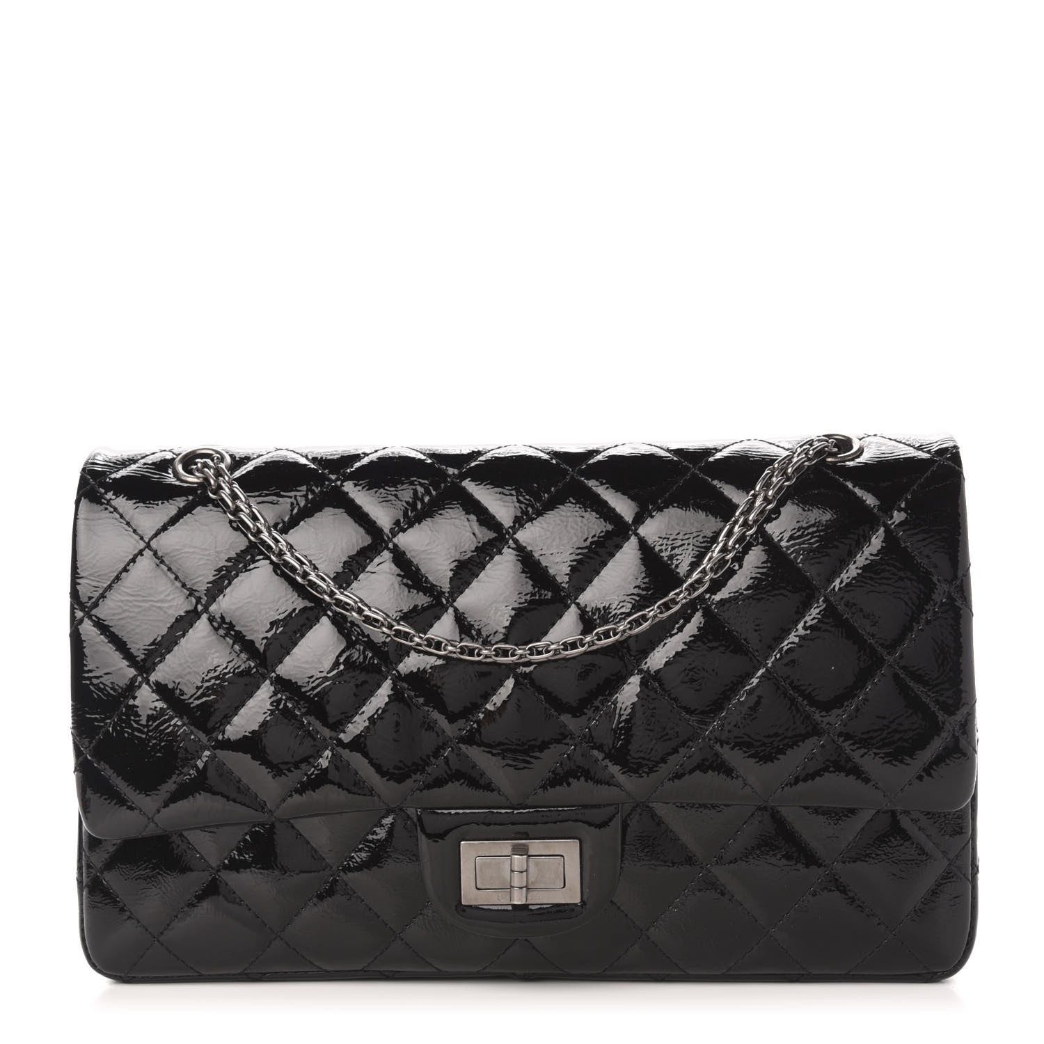 Chanel Distressed Patent Quilted 2.55 Reissue 227 Flap Black 1 of 12