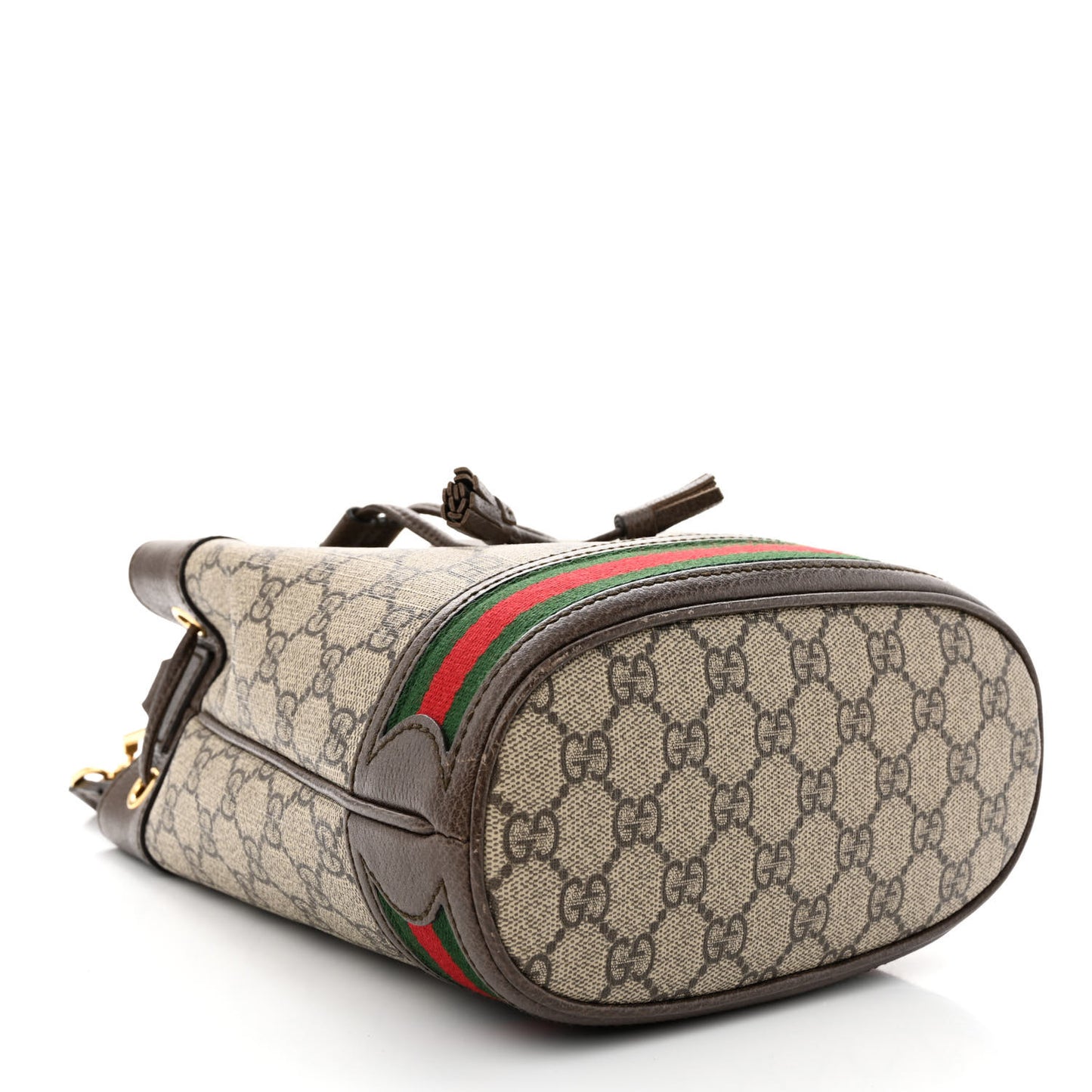 GG Supreme Monogram Web Small Ophidia Bucket Bag Brown