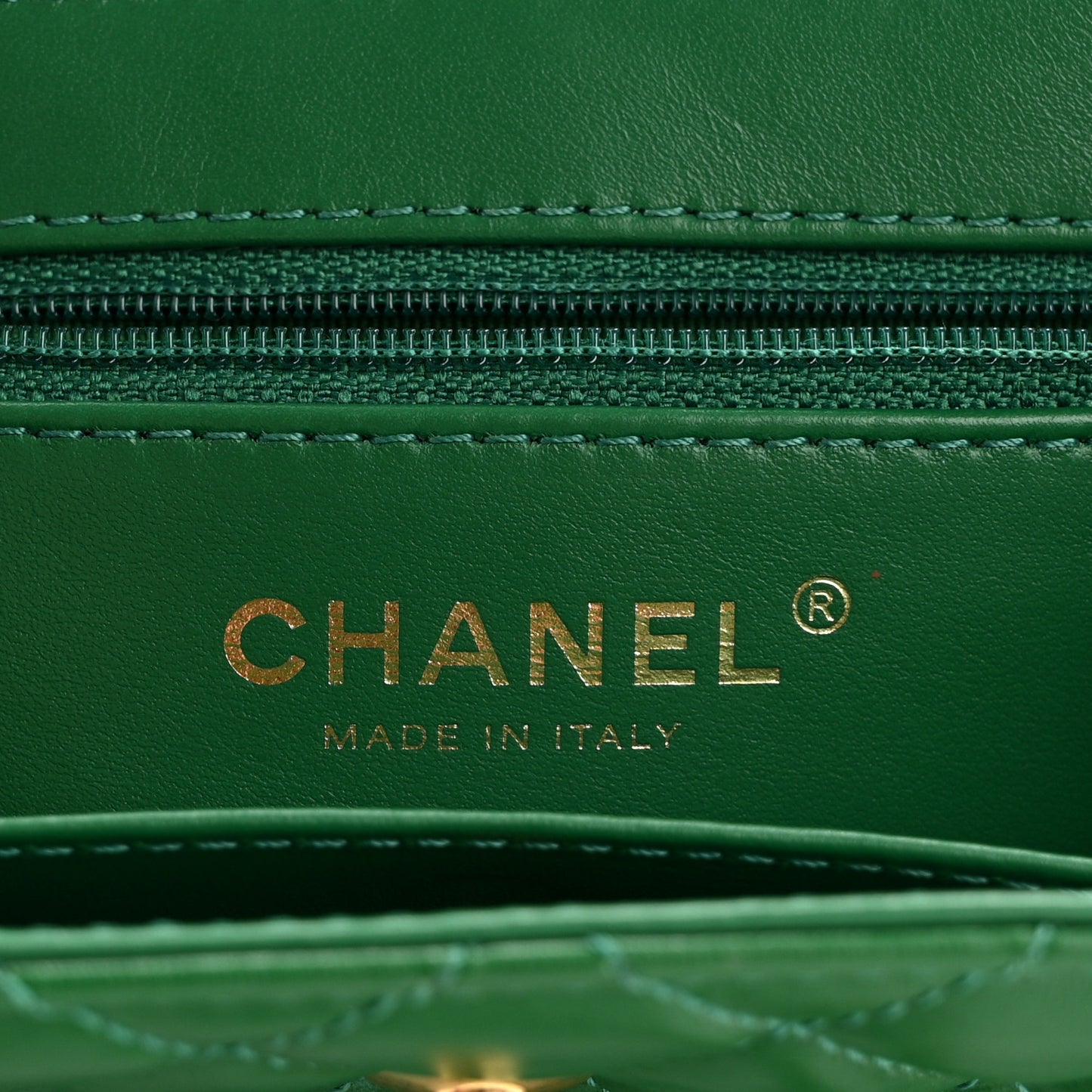 Shiny Aged Calfskin Quilted Nano Kelly Shopper Green