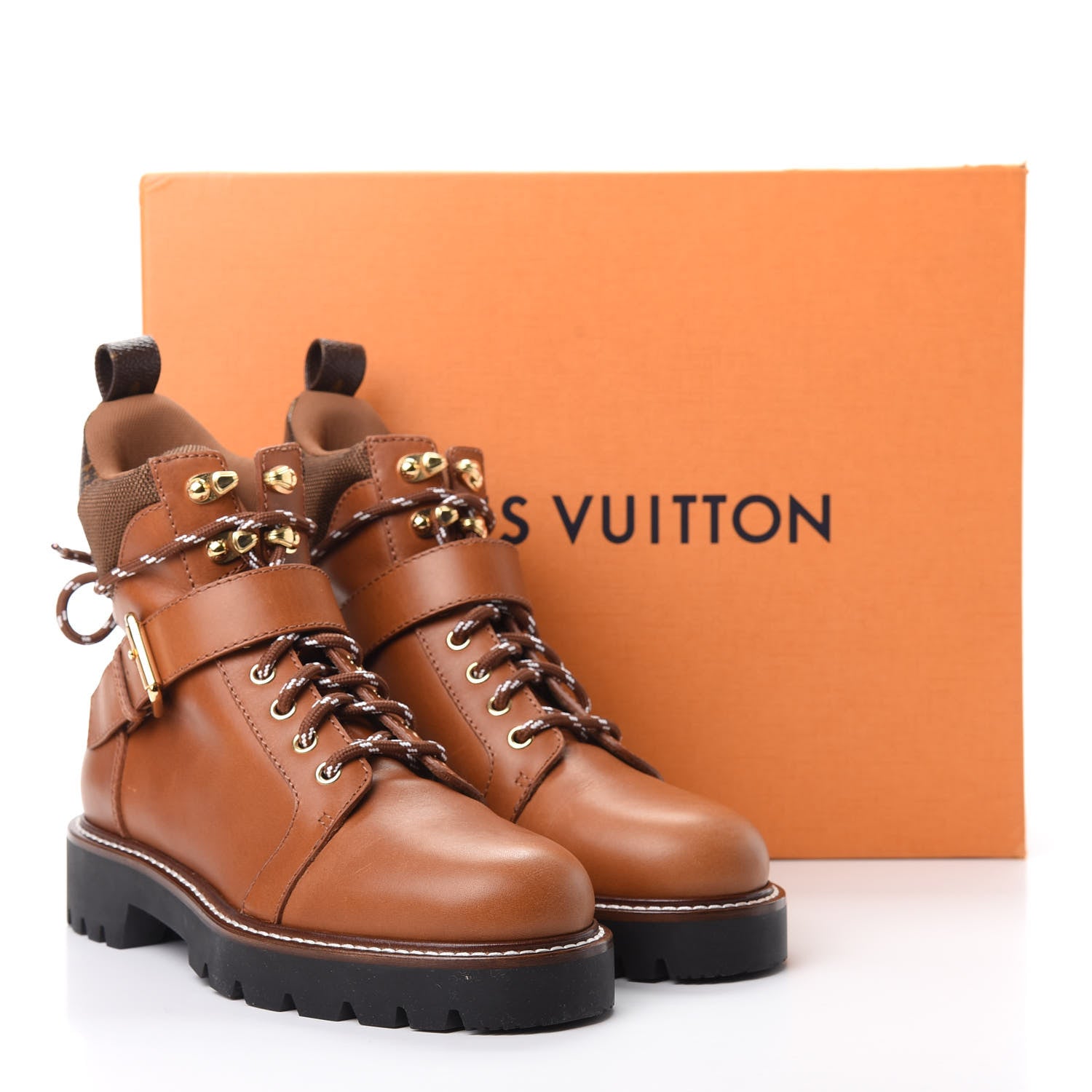 Louis Vuitton Calfskin Territory Ranger Combat Boots 38 Cognac 8 of 8