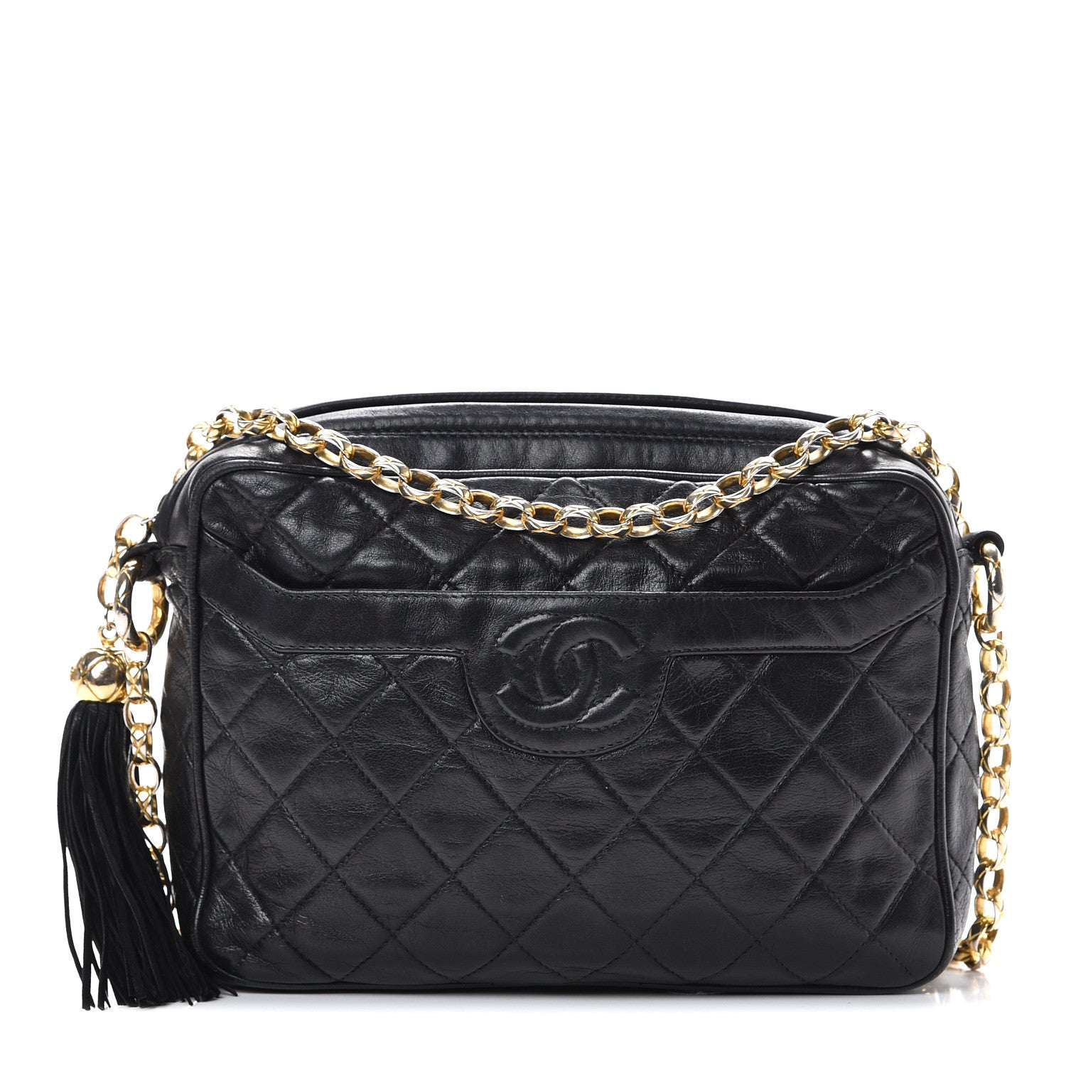 Chanel Lambskin Quilted CC Tassel Camera Case Black 1 of 11