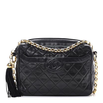 Chanel Lambskin Quilted CC Tassel Camera Case Black 1 of 11