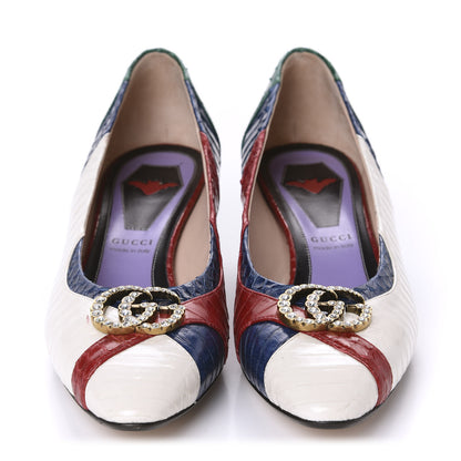 Gucci Snakeskin Crystal Double G Pumps 38 Multicolor 2 of 12