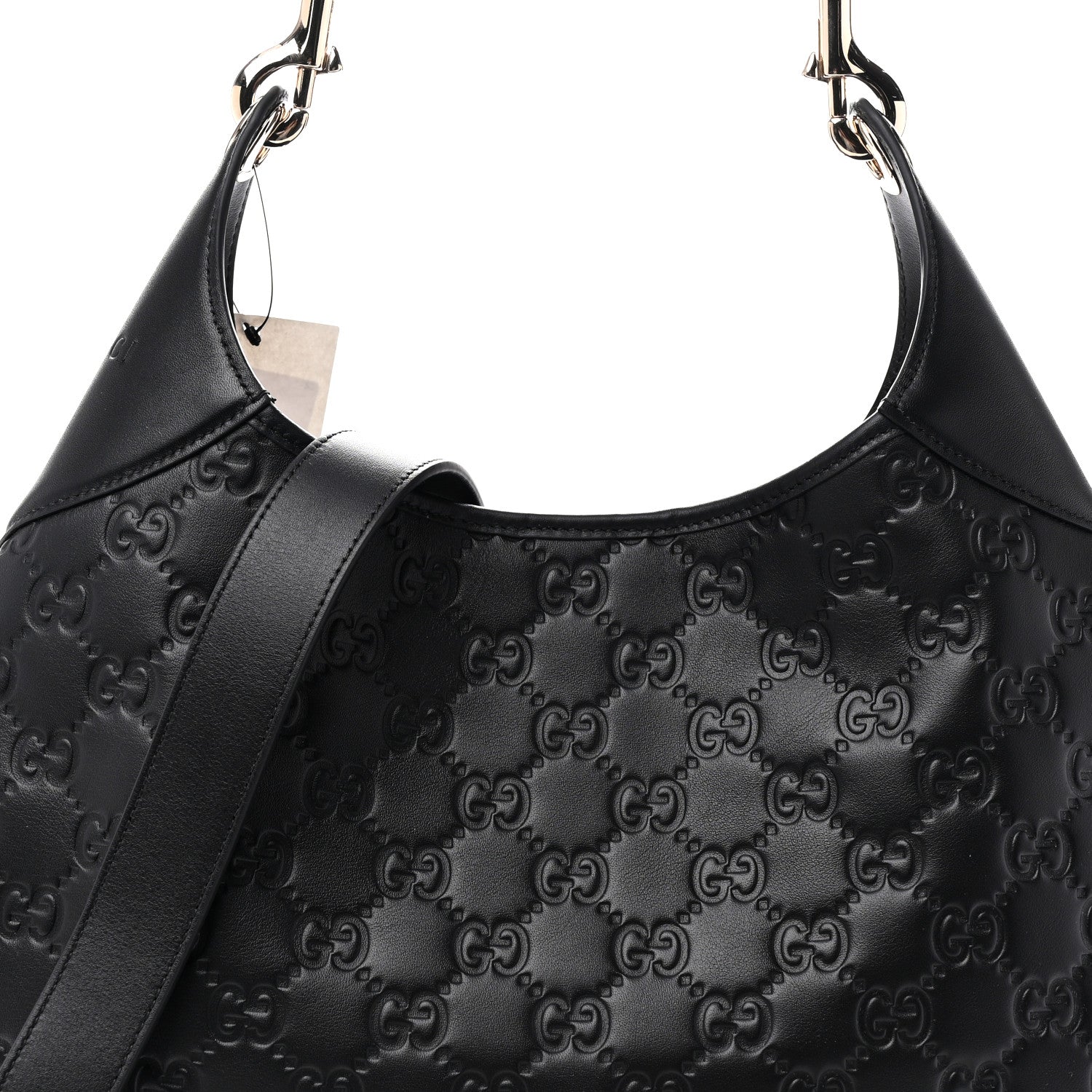 Gucci GG Calfskin Embossed B Medium Shoulder Bag Arabella Black 8 of 10