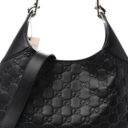 Gucci GG Calfskin Embossed B Medium Shoulder Bag Arabella Black 8 of 10