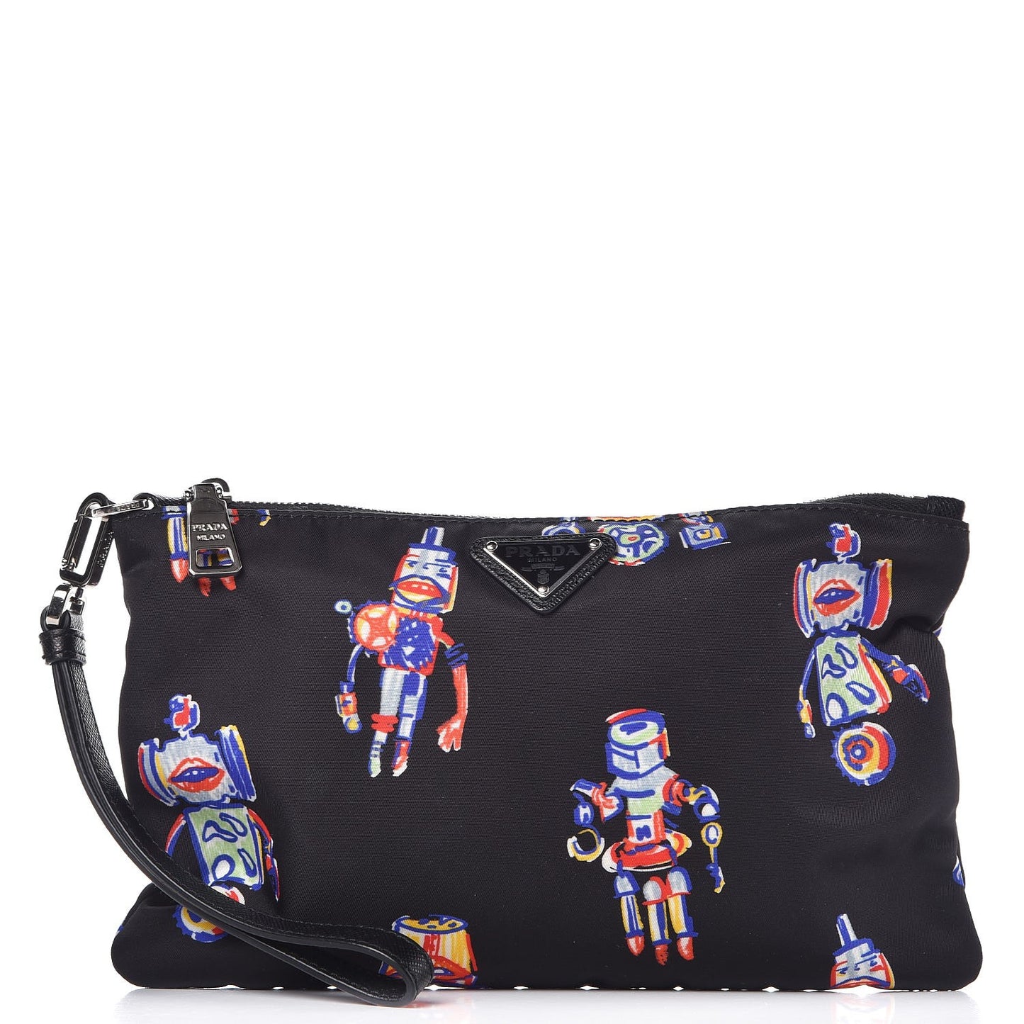 Tessuto Nylon Robot Wristlet Pouch Black