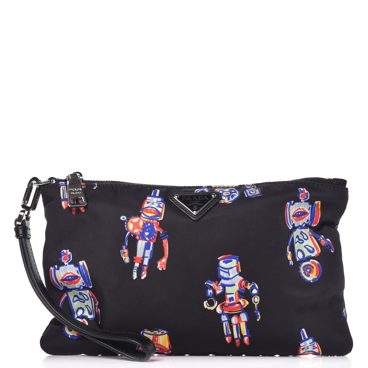Prada Tessuto Nylon Robot Wristlet Pouch Black 1 of 8
