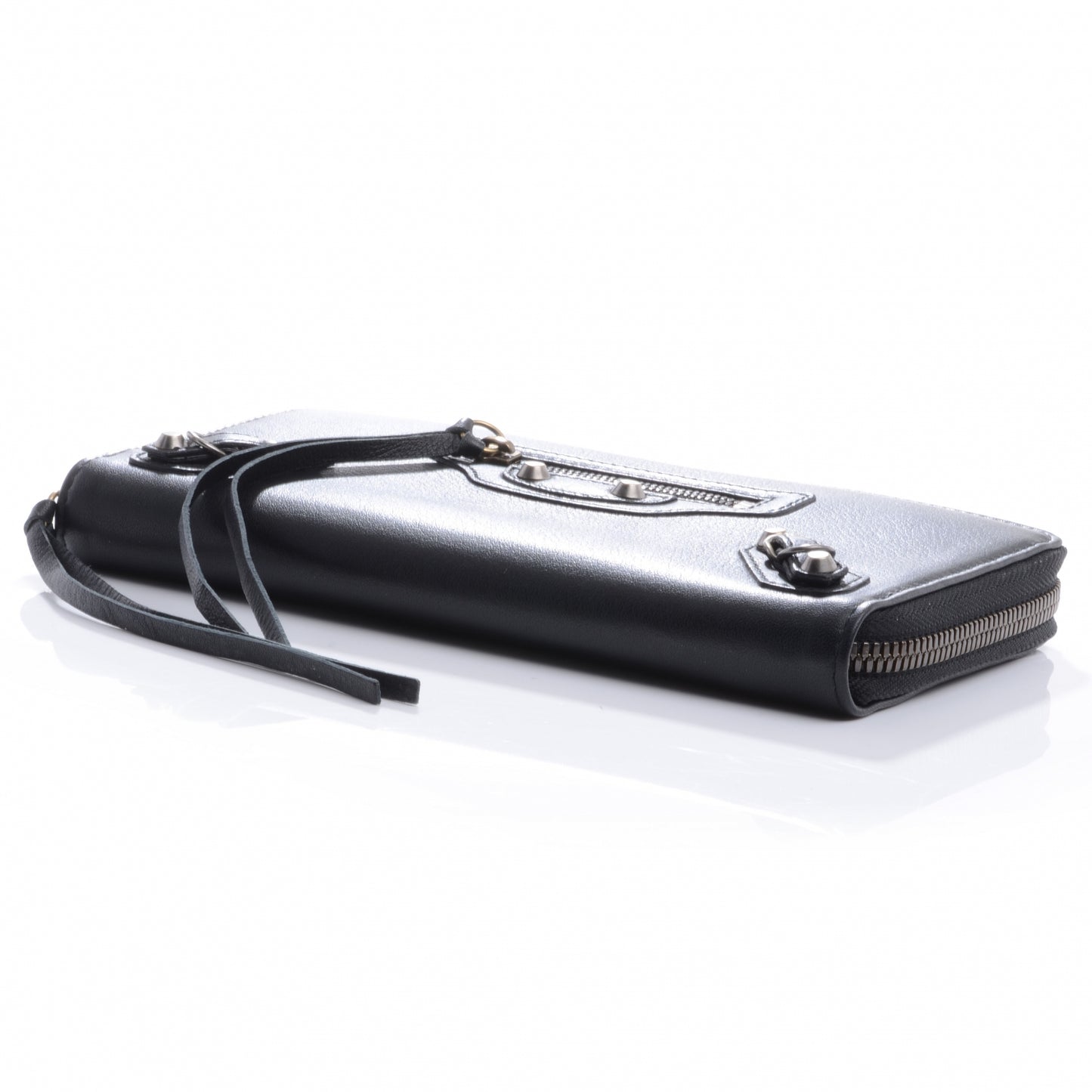 Calfskin Papier Continental Zip Around Wallet Black