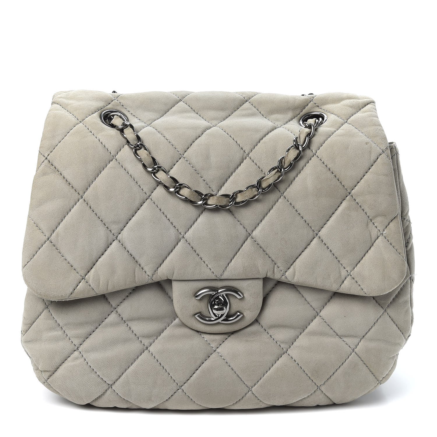 Chanel Lambskin Quilted Large 3 Flap Grey 1 of 10