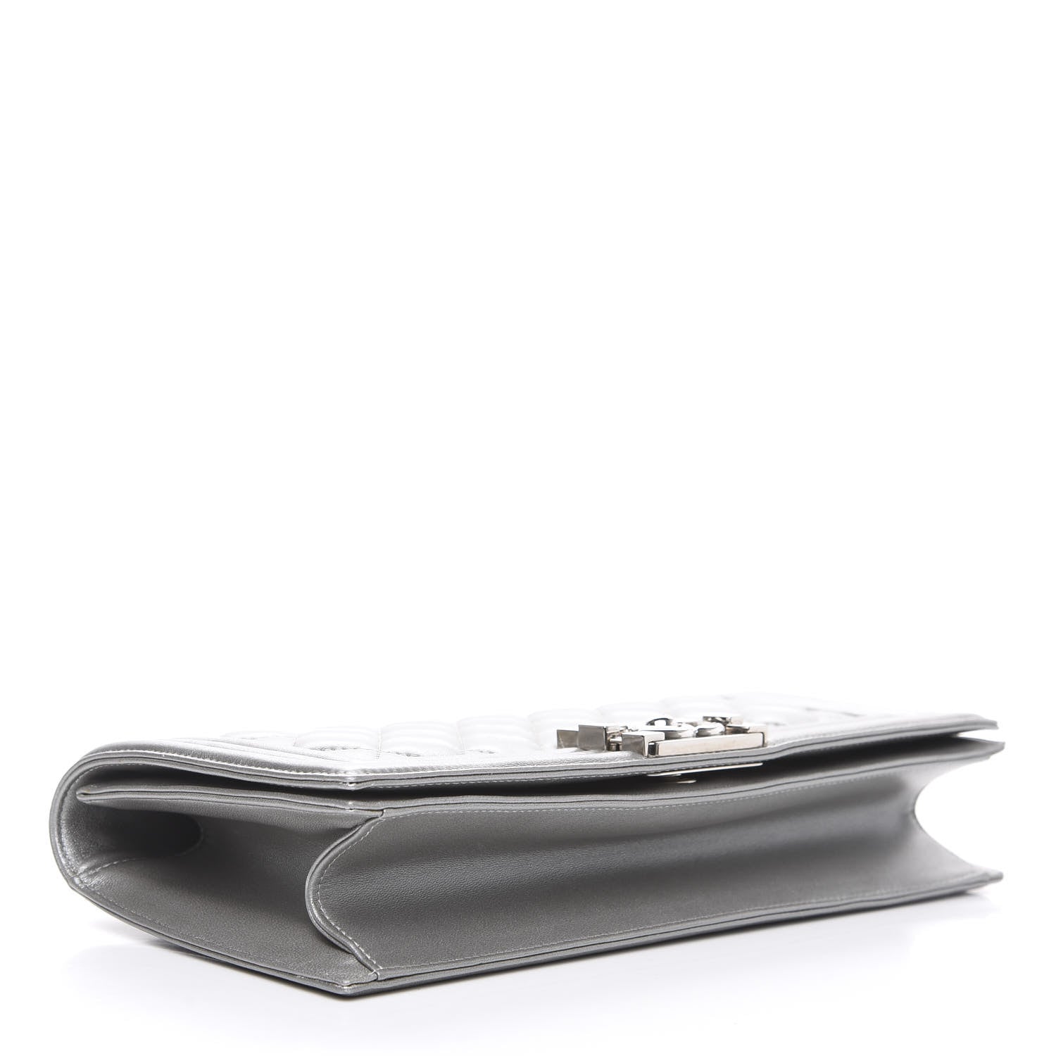 Chanel Metallic Lambskin Quilted Boy Flap Clutch Silver 3 of 10