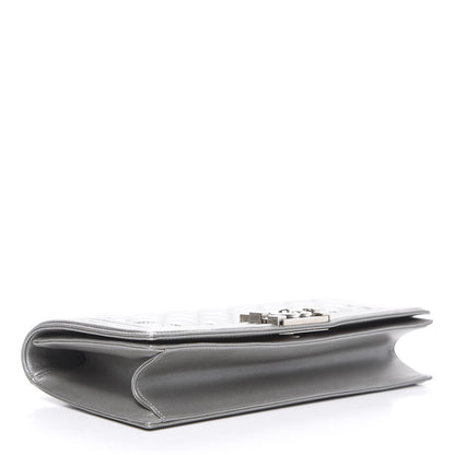 Chanel Metallic Lambskin Quilted Boy Flap Clutch Silver 3 of 10