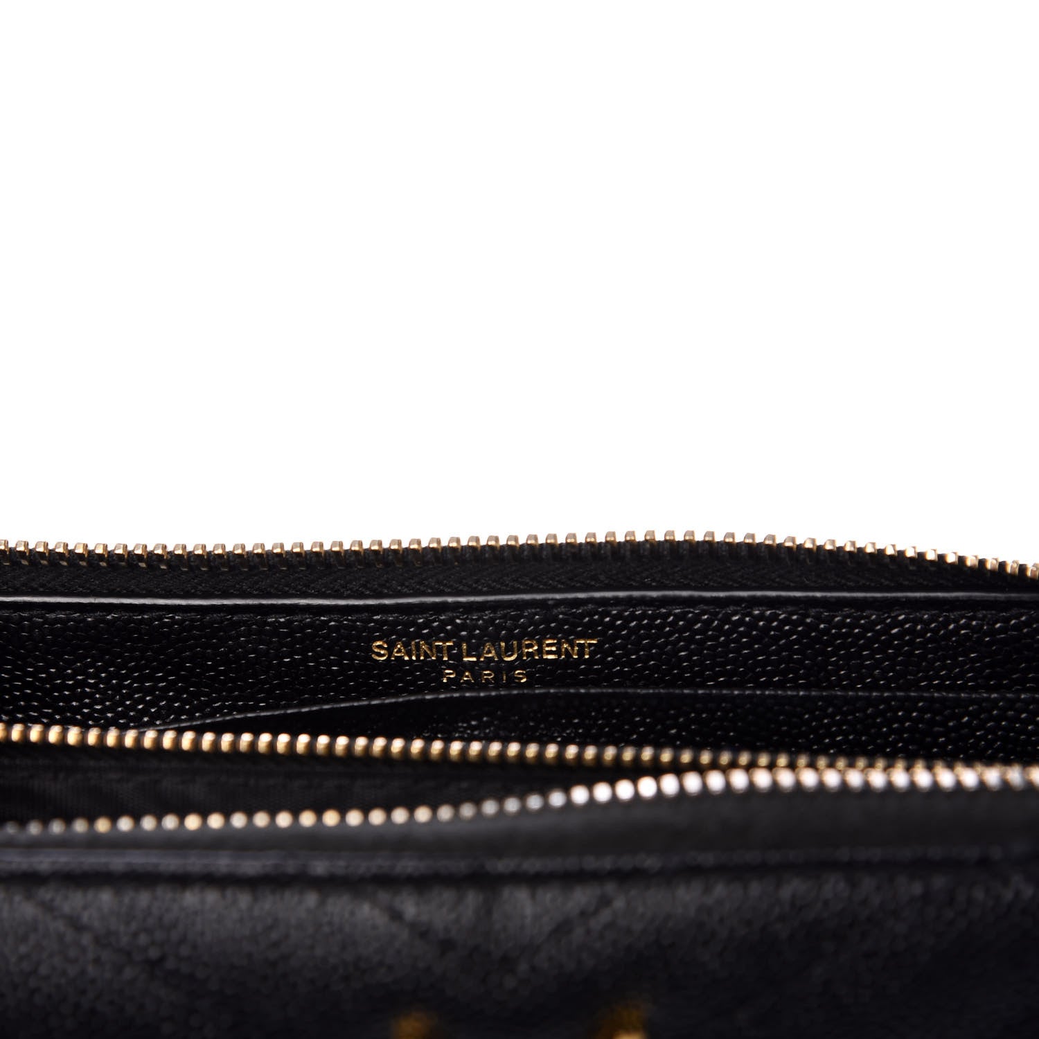 Saint Laurent Grain De Poudre Matelasse Chevron Monogram Zip Around Wallet Black 6 of 8
