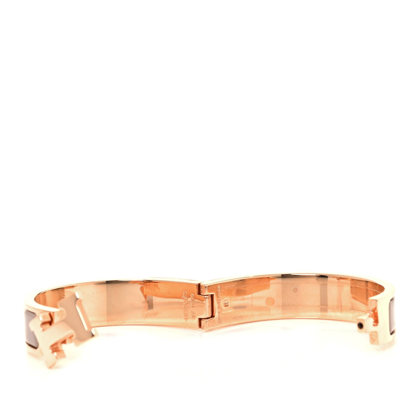 Enamel Clic Clac H Narrow Bracelet PM Marron Glace