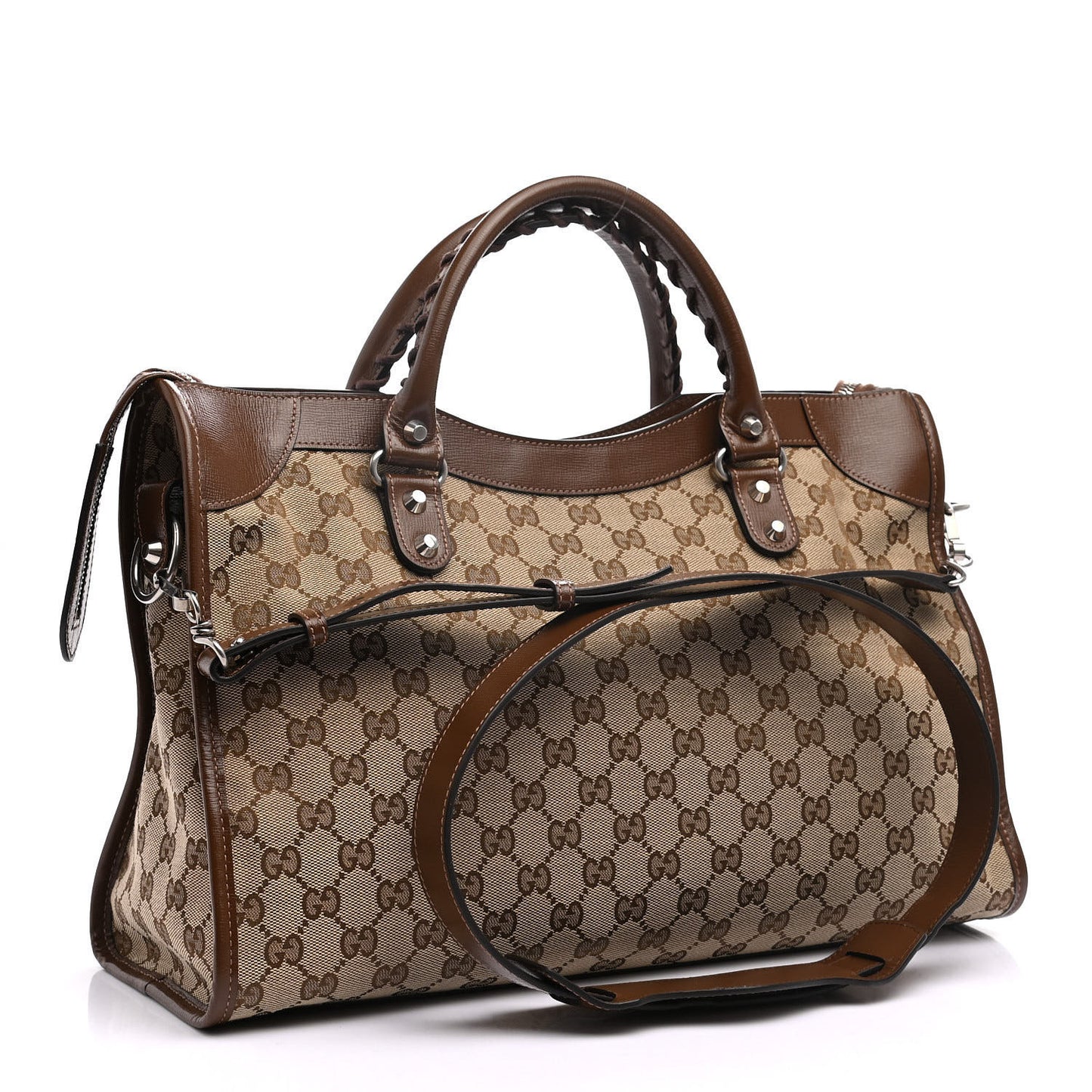 X GUCCI GG Monogram Azalea Calfskin Neo Classic Silver Hardware Medium City Beige Ebony Brown Sugar