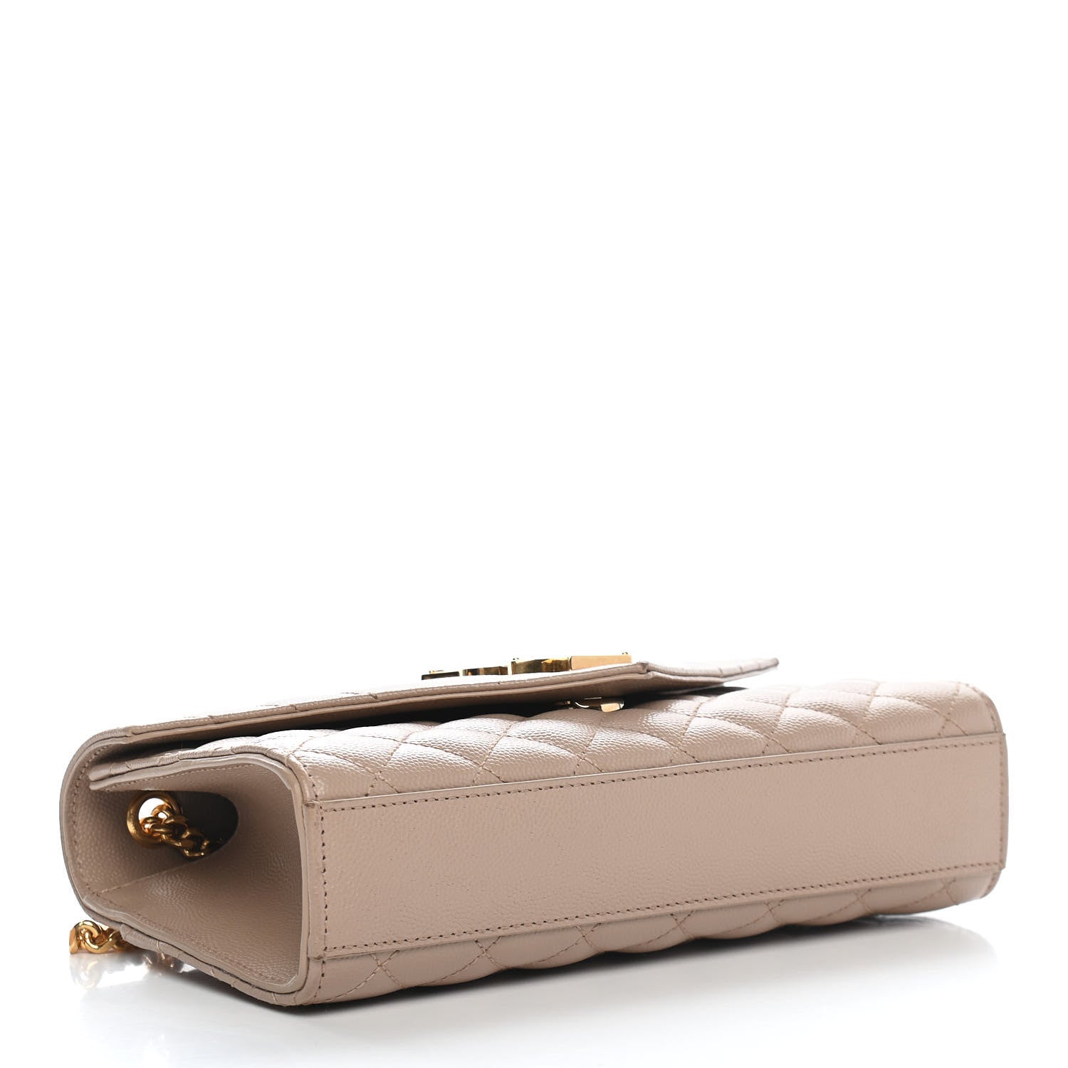 Saint Laurent Grain De Poudre Textured Mixed Matelasse Triquilt Small Monogram Satchel Dark Beige 4 of 8