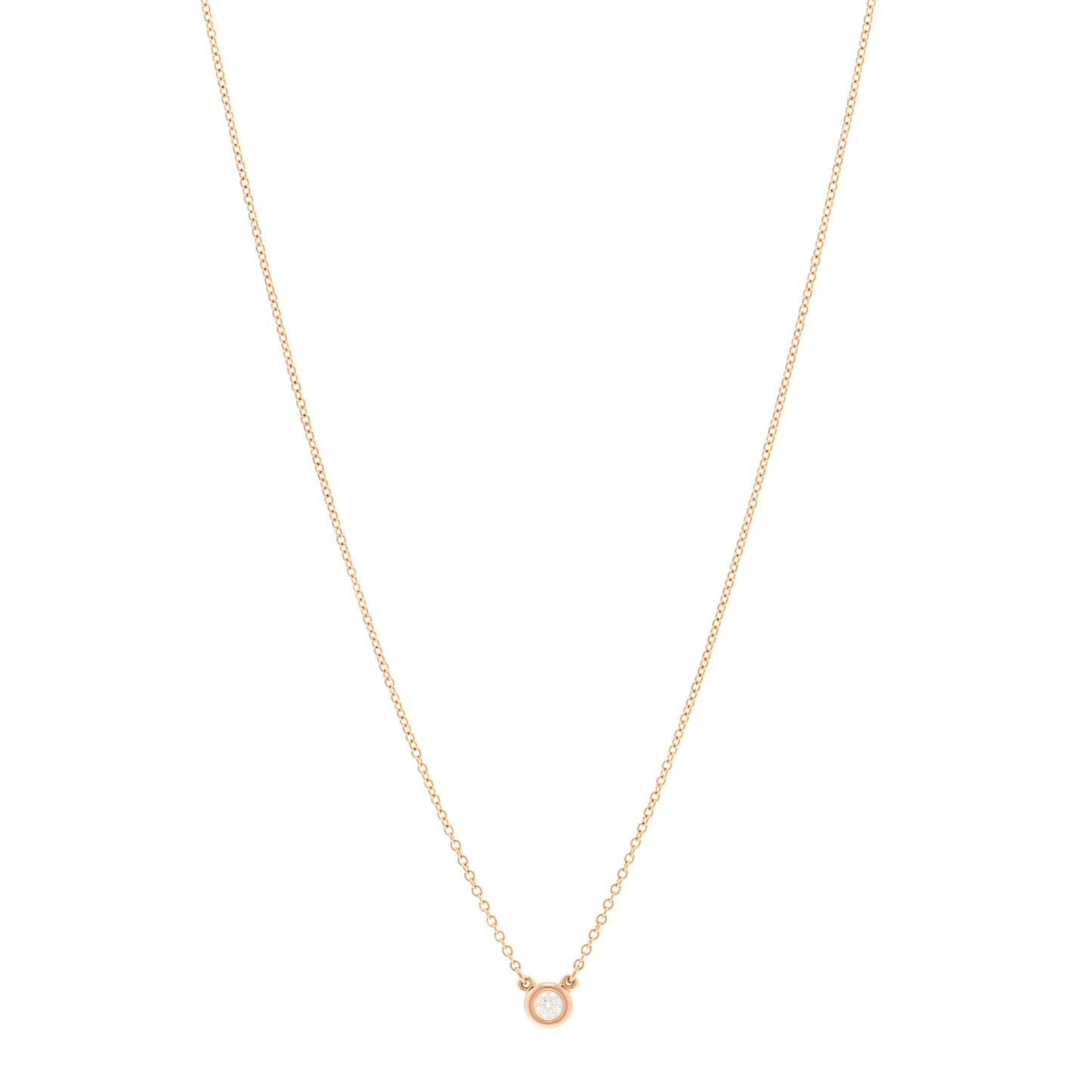 18K Rose Gold Diamond .10ct Elsa Peretti Diamonds by the Yard Pendant Necklace