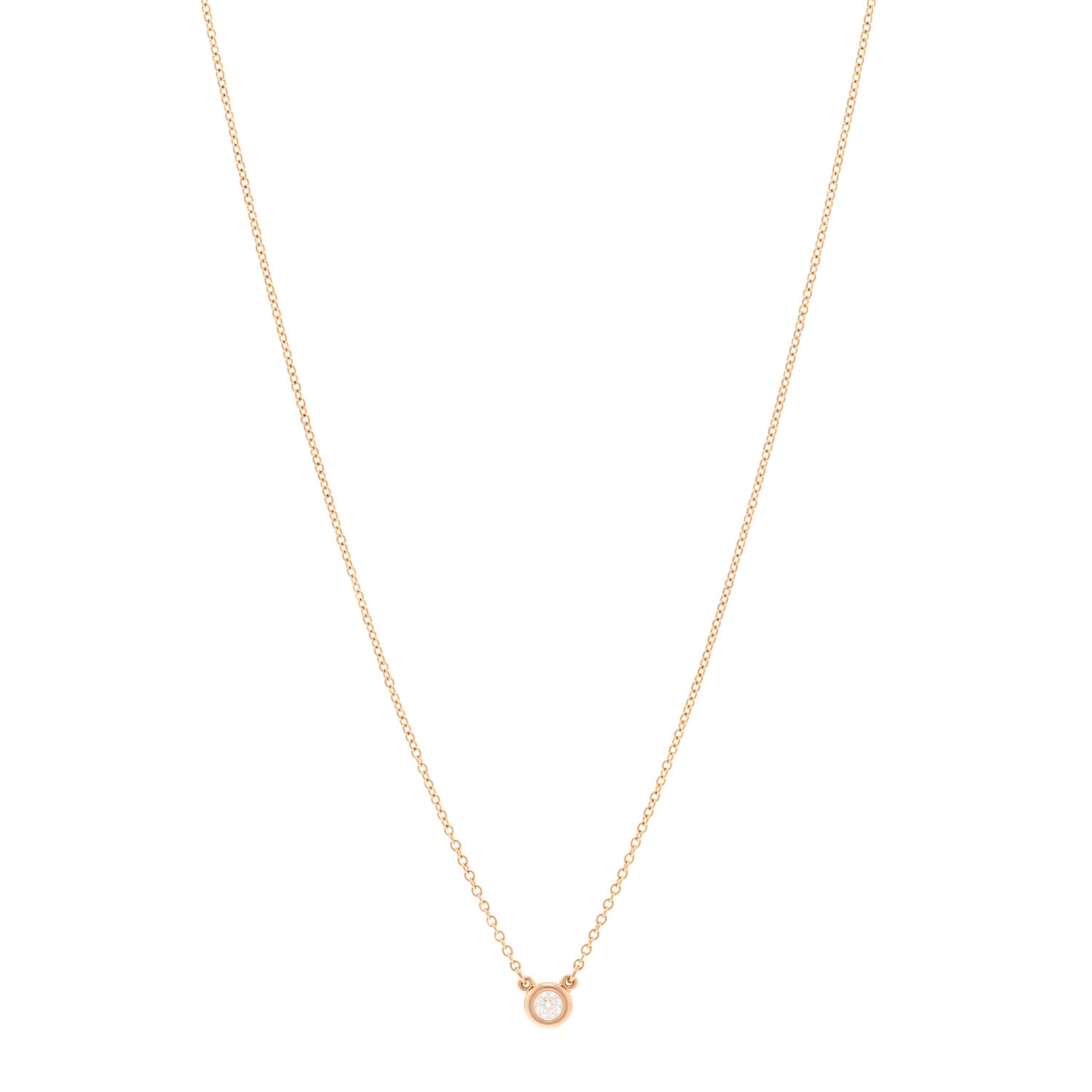 Tiffany 18K Rose Gold Diamond .10ct Elsa Peretti Diamonds by the Yard Pendant Necklace 1 of 5