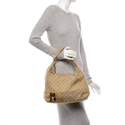 Gucci Monogram Medium Horsebit Tassel Shoulder Bag Natural Beige 2 of 8