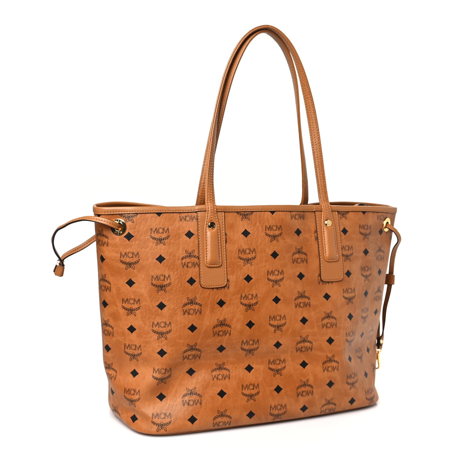 MCM Visetos Medium Liz Reversible Shopper Tote Cognac 4 of 13